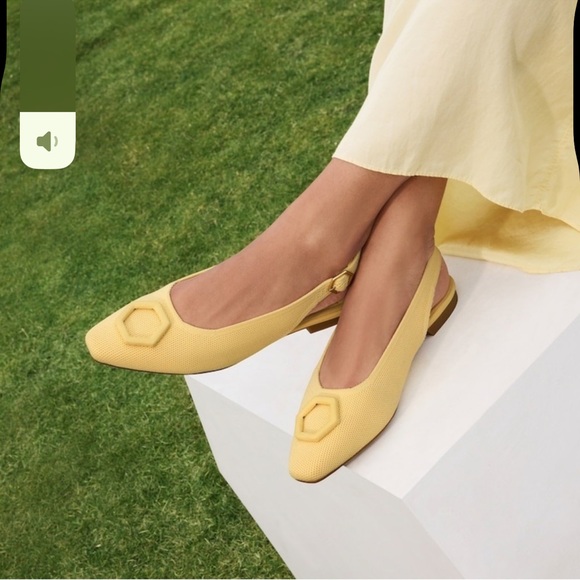 VIVAIA Womens Yellow Slingback Flats
Square Toe Buckle Dressy Knit Shoes US/8 - Picture 2 of 8